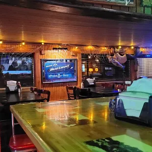 the bar counter and bar stools