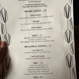 Drink menu: part 1