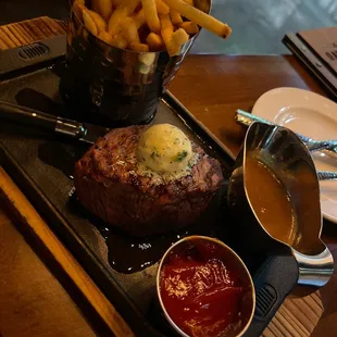 a steak and french fries