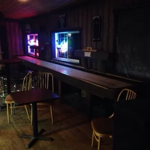 a television and chairs