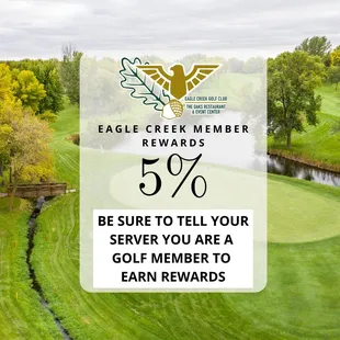 MEMBERS BE SURE TO TELL YOUR SERVER YOU A RE A GOLF MEMBER FOR REWARDS!