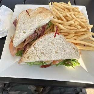 BLT sandwich with french fries.