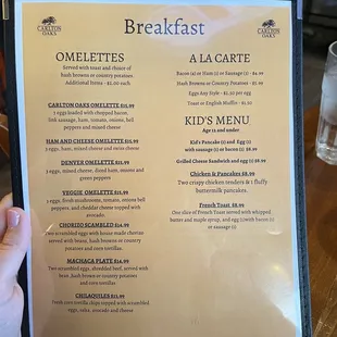 Breakfast menu for Fri, Sat and Sun