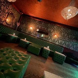 Longe area, stage available for live music.  Comfy seating.