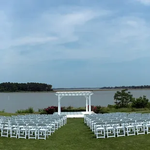 an outdoor wedding ceremony