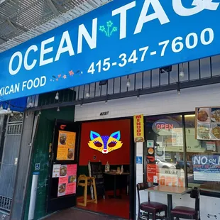 the front of the restaurant