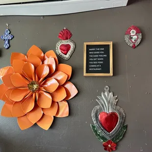 a picture of a door decorated with paper flowers