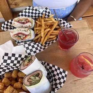 a tray of sandwiches and fries