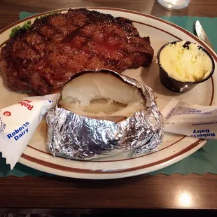 12 oz ribeye with baked potato