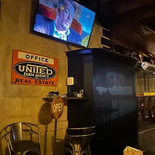 a television and chairs