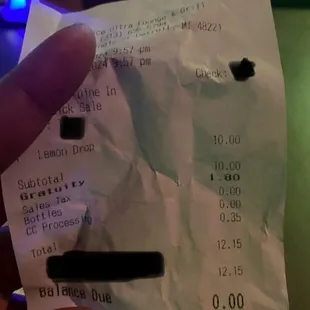 My girls receipt, I paid with cash so didn't get one