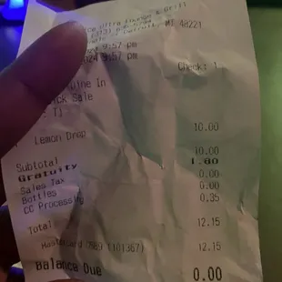 My girls receipt, I was paying with cash so didn't get one