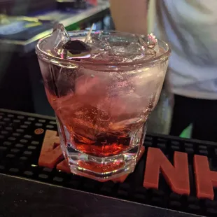 a drink on the bar