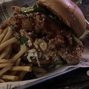 Tokyo Branch Chicken sandwich- grilled or fried chicken with Thai sauce, jalapeños, slaw