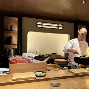 interior, sushi and sashimi
