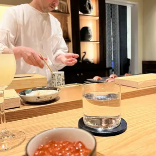 a man preparing food