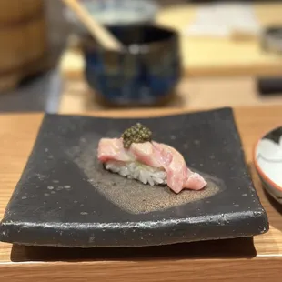 a plate of sushi