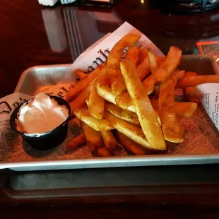 a tray of french fries