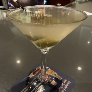 a martini on a table