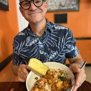 Tortellini bar comes with a side of focaccia bread