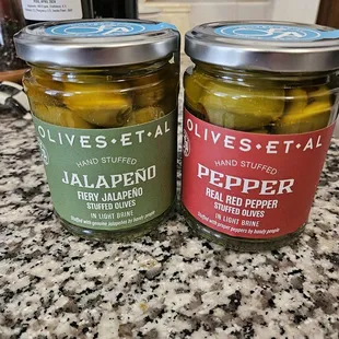 Table olives.  I use the jalapeño stuffed olives in my dirty martinis.  Looking forward to trying the red pepper stuffed olives.
