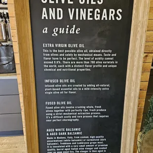 In- store poster, a guide to olive oils.