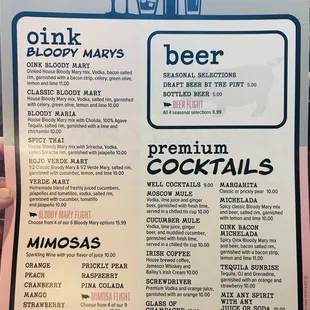Drink menu