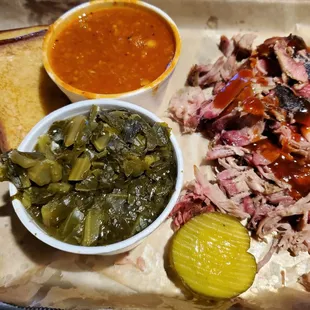 Pork Plate with Brunswick Stew and Collards
