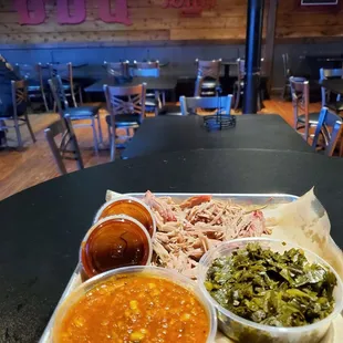 Pork Plate with Collards and Brunswick Stew