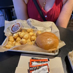 Pulled pork and tots.