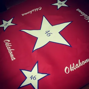 Bandanas available in the gift shop reminiscent of the original state flag.