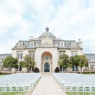 Ceremony set up on front lawn