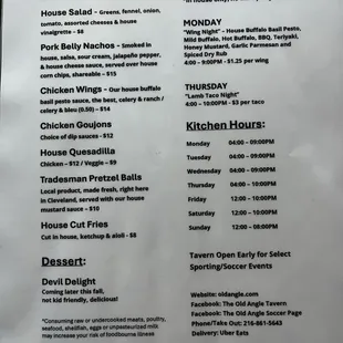 menu