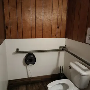 Look here - This bathroom took me back to growing up in a mobile home. It was clean, though.