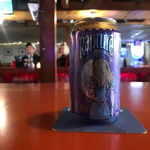 a can on a coaster