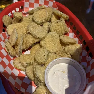 Fried pickle chips (so salty)