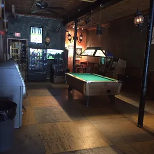 a pool table in a pub