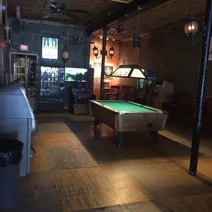 a pool table in a pub