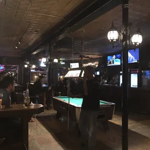 a pool table in a pub