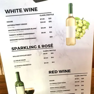  a wine menu