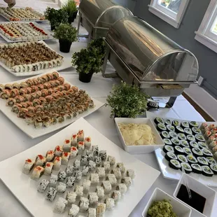 Large inside beautiful antique buffet table!