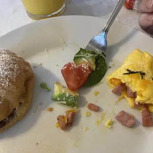 Tomatoe cut into the shape of a heart for St Valentine's Day breakfast omelette.