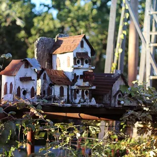 Yard decor in back yard of schoolhouse.