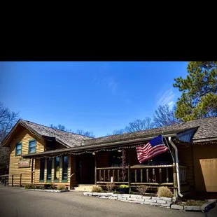 a flag flying outside