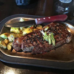 Rib eye and pesto roasted veggies