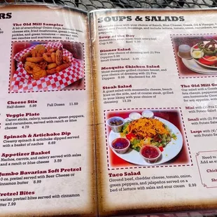 the menu of the restaurant