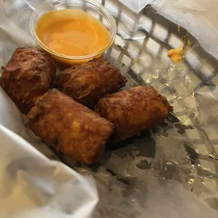 Crab Tater Tots (a couple were eaten pre-photo)