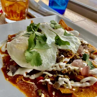 Chilaquiles with green chorizo