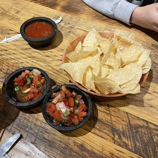 Salty chips and tasteless salsa/pico