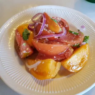 Tomato Basil salad,  fresh from Chef&apos;s garden